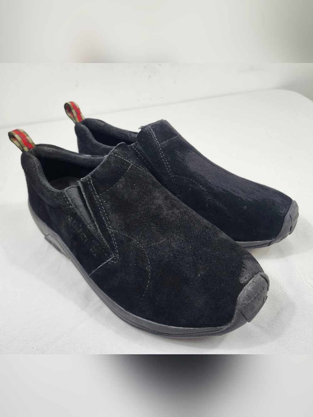 Merrell Mens 11 Black Suede Slip-On Loafers Hiking Casual Shoes
